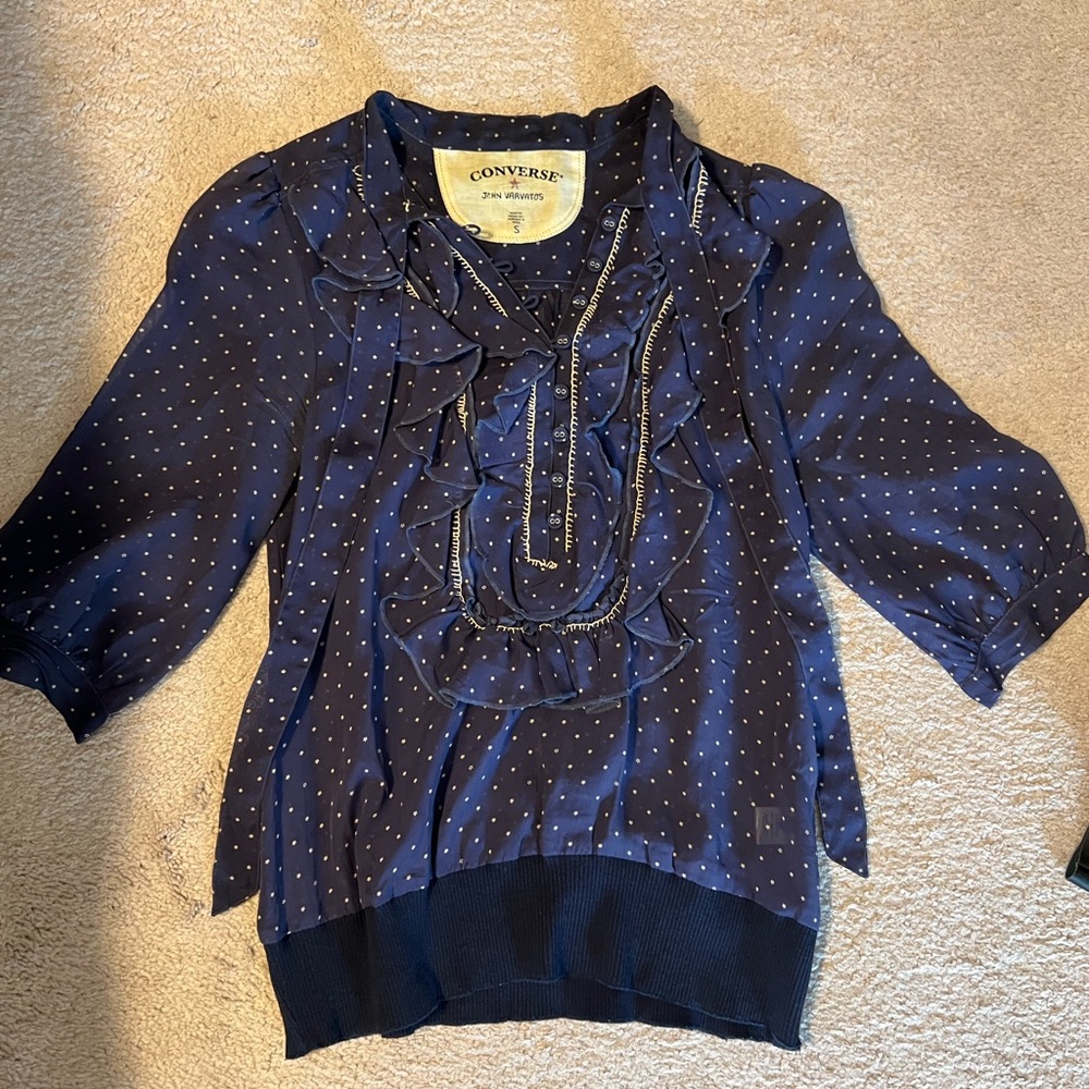 Converse by John Varvatos navy blue star blouse